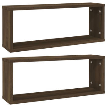 The Living Store Kubuswandschap Bruineiken 60 x 15 x 23 cm - Praktisch bewerkt hout