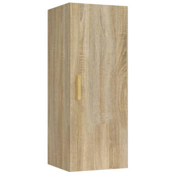 The Living Store Zwevende Wandkast - Sonoma Eiken - 34.5 x 34 x 90 cm - Stevig materiaal