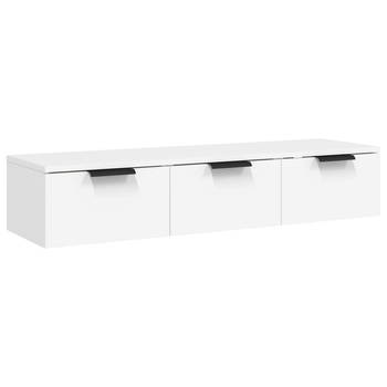 The Living Store Zwevende Wandkast - 102 x 30 x 20 cm - Wit Hout