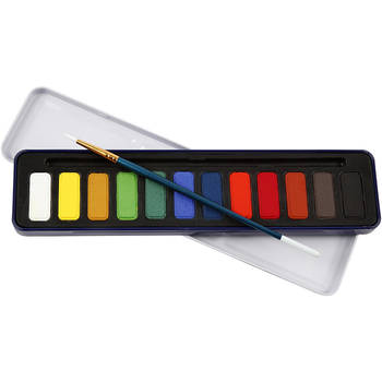 Colortime aquarelverfset met penseel 14-delig multicolor