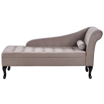 Beliani PESSAC - Chaise longue-Beige-Fluweel