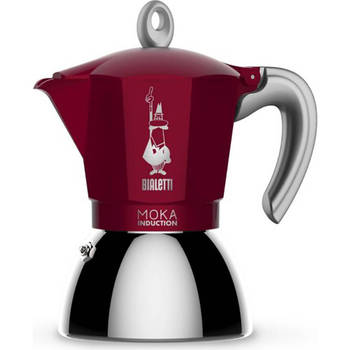 Bialetti New Moka Induction koffiezetapparaat - rood/zwart/grijs - 6 kopjes