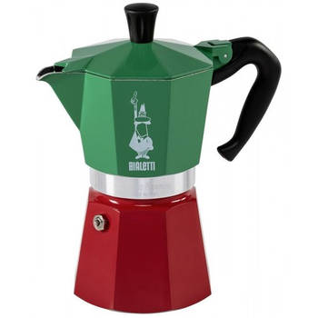 Bialetti Moka Express Italia 0005323 koffiezetapparaat - 0.24 L - groen/rood/wit - 6 kopjes