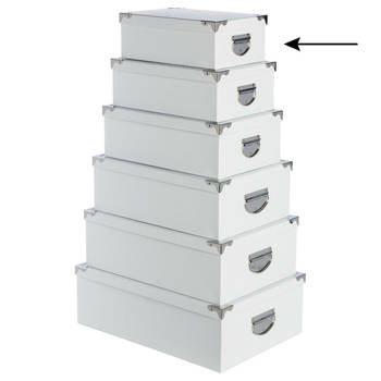 5Five Opbergdoos/box - 2x - wit - L28 x B19.5 x H11 cm - Stevig karton - Whitebox - Opbergbox