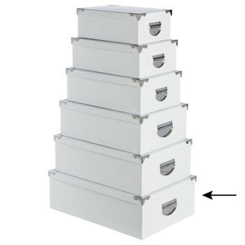 5Five Opbergdoos/box - 2x - wit - L48 x B33.5 x H16 cm - Stevig karton - Whitebox - Opbergbox