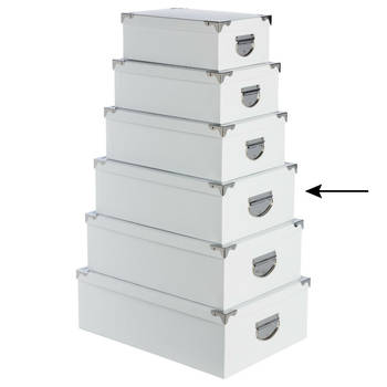 5Five Opbergdoos/box - 2x - wit - L40 x B26.5 x H14 cm - Stevig karton - Whitebox - Opbergbox
