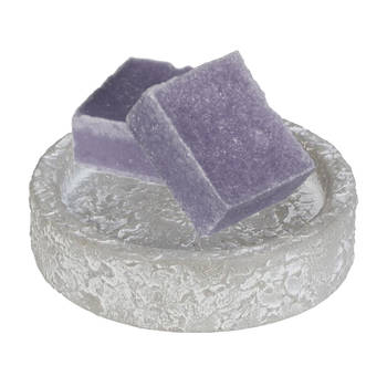 Ideas4seasons Amberblokjes/geurblokjes cadeauset - lavendel geur - inclusief schaaltje - Amberblokjes