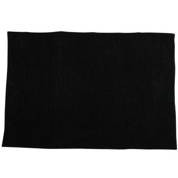 MSV Badkamerkleed/badmat voor op de vloer - zwart - 60 x 90 cm - Microvezel - Badmatjes