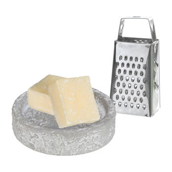 Ideas4seasons Amberblokjes/geurblokjes cadeauset - cashmere geur - inclusief schaaltje en mini rasp - Amberblokjes