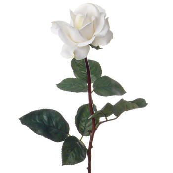 Top Art Kunstbloem roos Caroline - wit - 70 cm - zijde - kunststof steel - decoratie bloemen - Kunstbloemen
