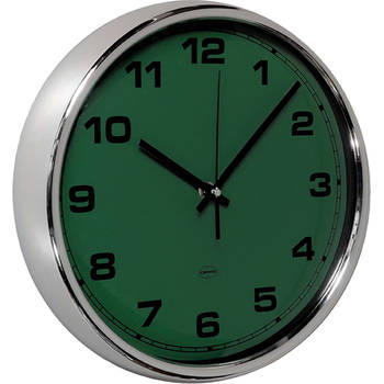 CABANAZ - klok, glas, plastic rand, doorsnede 30 cm, WALL CLOCK, donkergroen