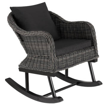 tectake® - Wicker schommelstoel Rovigo - 150kg - grijs
