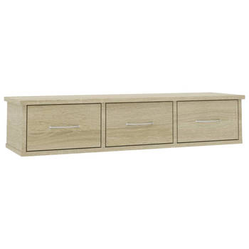 The Living Store Wandmodel Schap Met 3 Lades - 88 x 26 x 18.5 cm - Sonoma Eiken