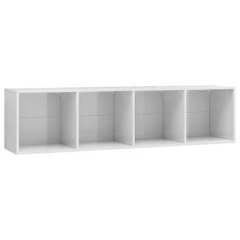 The Living Store Boekenkast - Hoogglans wit - 143 x 30 x 36 cm (B x D x H)