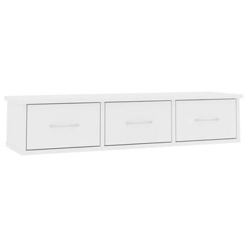 The Living Store Wandschap met lades - 88 x 26 x 18.5 cm - wit met 3 lades - spaanplaat