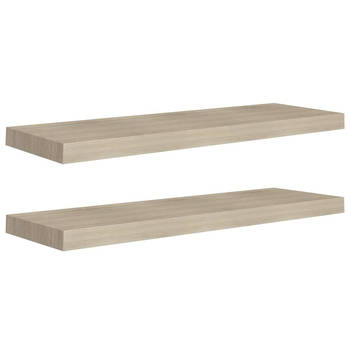 The Living Store Wandplanken Set Eiken - 80x23.5x3.8 cm - Honingraat MDF en Metaal