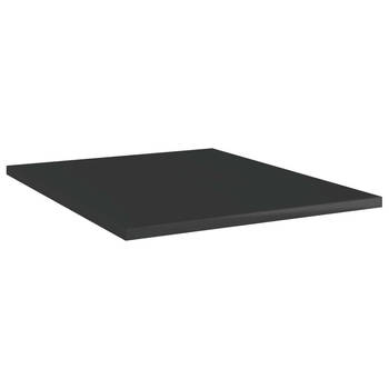 The Living Store Wandschappen - Hoogglans zwart - Spaanplaat - 40 x 50 x 1.5 cm (B x D x H) - Set van 8