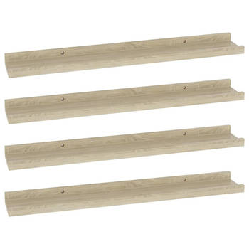 The Living Store Wandplanken - MDF - 60 x 9 x 3 cm - Sonoma Eiken - Set van 4