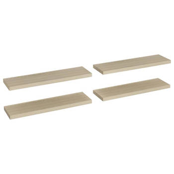 The Living Store Wandplanken Set Eiken - 90 x 23.5 x 3.8 cm - Onzichtbaar montagesysteem