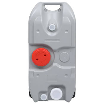 The Living Store Watertank op wielen - 40L - grijs - HDPE PP - inclusief verlengpijp en kraan