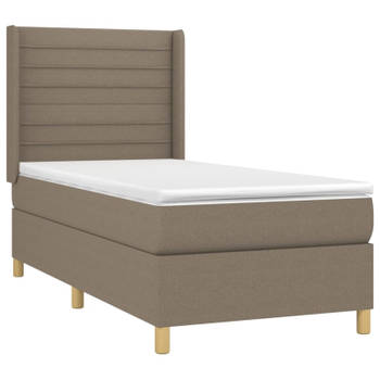 vidaXL Boxspring met matras en LED stof taupe 80x200 cm