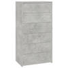 The Living Store Dressoir - Betongrijs - 50 x 34 x 96 cm - 6 lades