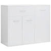 The Living Store Dressoir - Hoogglans wit - 88 x 30 x 70 cm - Met 1 lade en 3 deuren