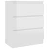 The Living Store Dressoir - Hoogglans wit - 60 x 35 x 76 cm - Met 3 lades