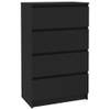 The Living Store Dressoir - Zwart - 60 x 35 x 98.5 cm - Met 4 lades en eenvoudig te reinigen