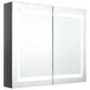 The Living Store Wandkast LED - MDF met Melamine-afwerking - 80 x 12 x 68 cm - Glanzend Grijs