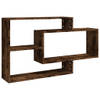 The Living Store Wandschap Gerookt Eiken - Wandkast 104x20x58.5 cm - 3 Open Vakken - Bewerkt Hout