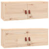 The Living Store Wandkast - Grenenhout - 80 x 30 x 30 cm - Set van 2