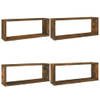 The Living Store Kubus Wandschap - Gerookt Eiken - 60 x 15 x 23cm - Opbergruimte - Bewerkt Hout