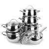 Maestro MR-3501-12 pannenset - 5 kookpannen - 1 steelpan - zilver - glazen deksels