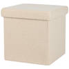 Urban Living Poef Teddy BOX - hocker - opbergbox - beige - polyester/mdf - 38 x 38 cm - opvouwbaar - Poefs