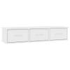 The Living Store Wandschap met lades - 88 x 26 x 18.5 cm - wit met 3 lades - spaanplaat