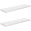 The Living Store Wandplanken - Set van 2 - Hoogglans wit - 90 x 23.5 x 3.8 cm (L x B x H) - Honingraat MDF en metaal