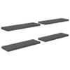 The Living Store Wandplanken - Set van 4 - Hoogglans Grijs - Honingraat MDF en Metaal - 80 x 23.5 x 3.8 cm