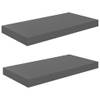 The Living Store Wandplanken Set - Hoogglans Grijs - 50 x 23 x 3.8 cm - Honingraat MDF en Metaal