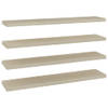 The Living Store Wandplanken - Trendy Set van 4 - Honingraat MDF - Metalen Frame - Eiken - 120x23.5x3.8cm