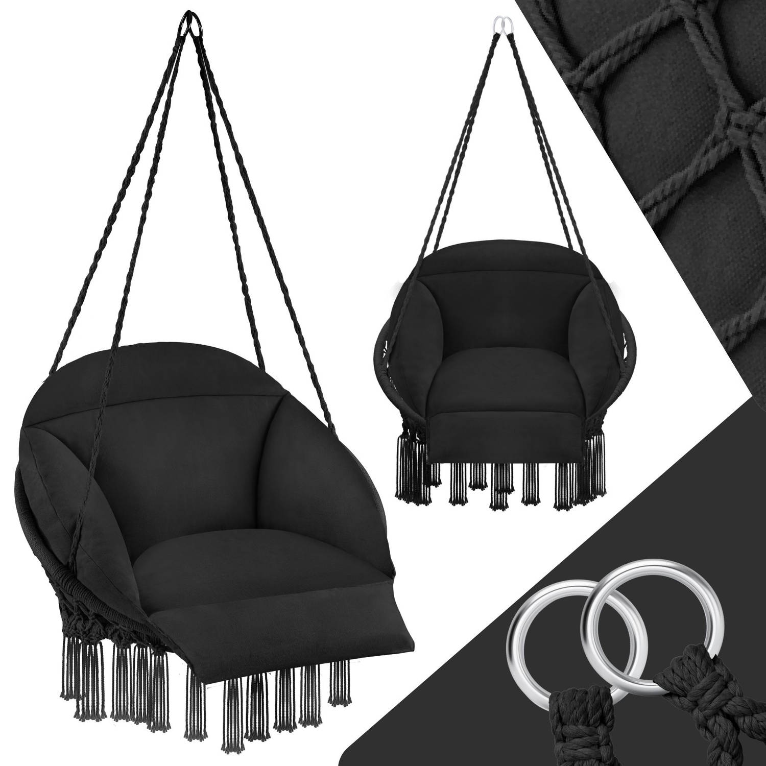 tectake® Comfortabele Hangstoel Samira zwart 404877