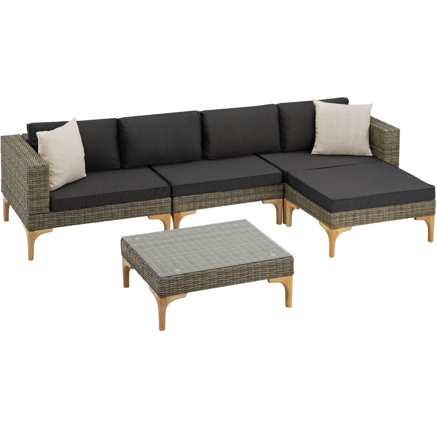 tectake® Wicker lounge Konstanza met aluminium frame natuurkleur 404795
