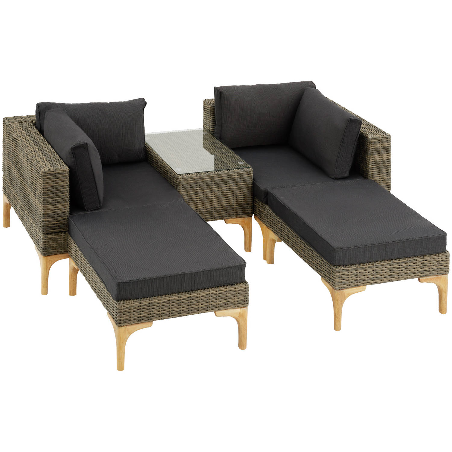 tectake® Wicker lounge Bellaria met aluminium frame natuur 404797