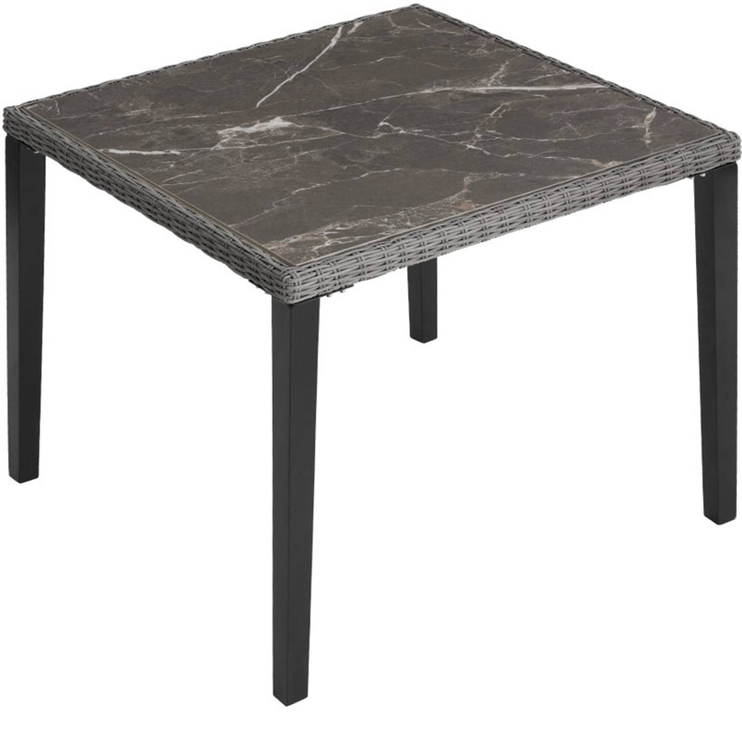 tectake -Wicker tafel Tarent 93,5x93,5x75cm - grijs