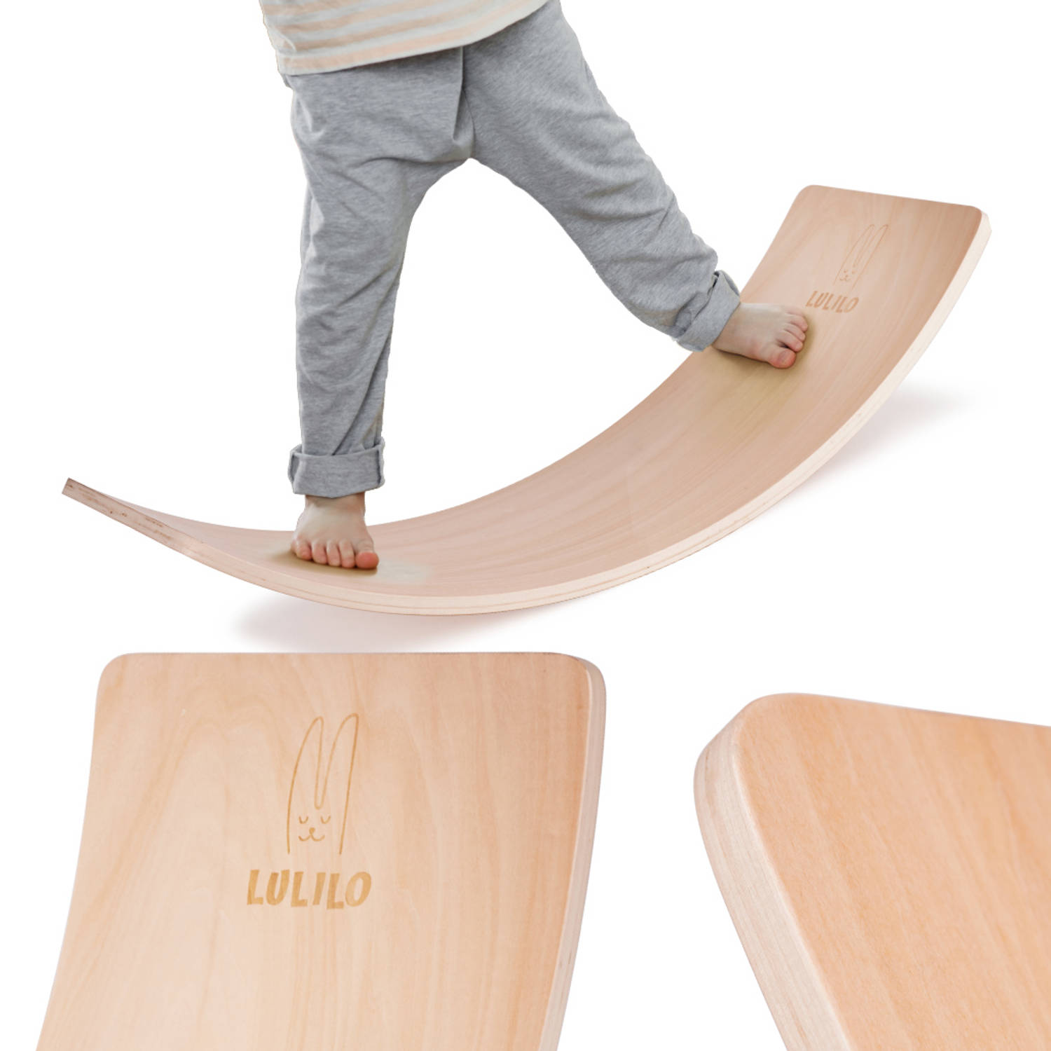 Lulilo Boldo houten balansbord - Evenwicht Balance board - Balansspeelgoed zonder vilt - Voor volwassenen en kinderen