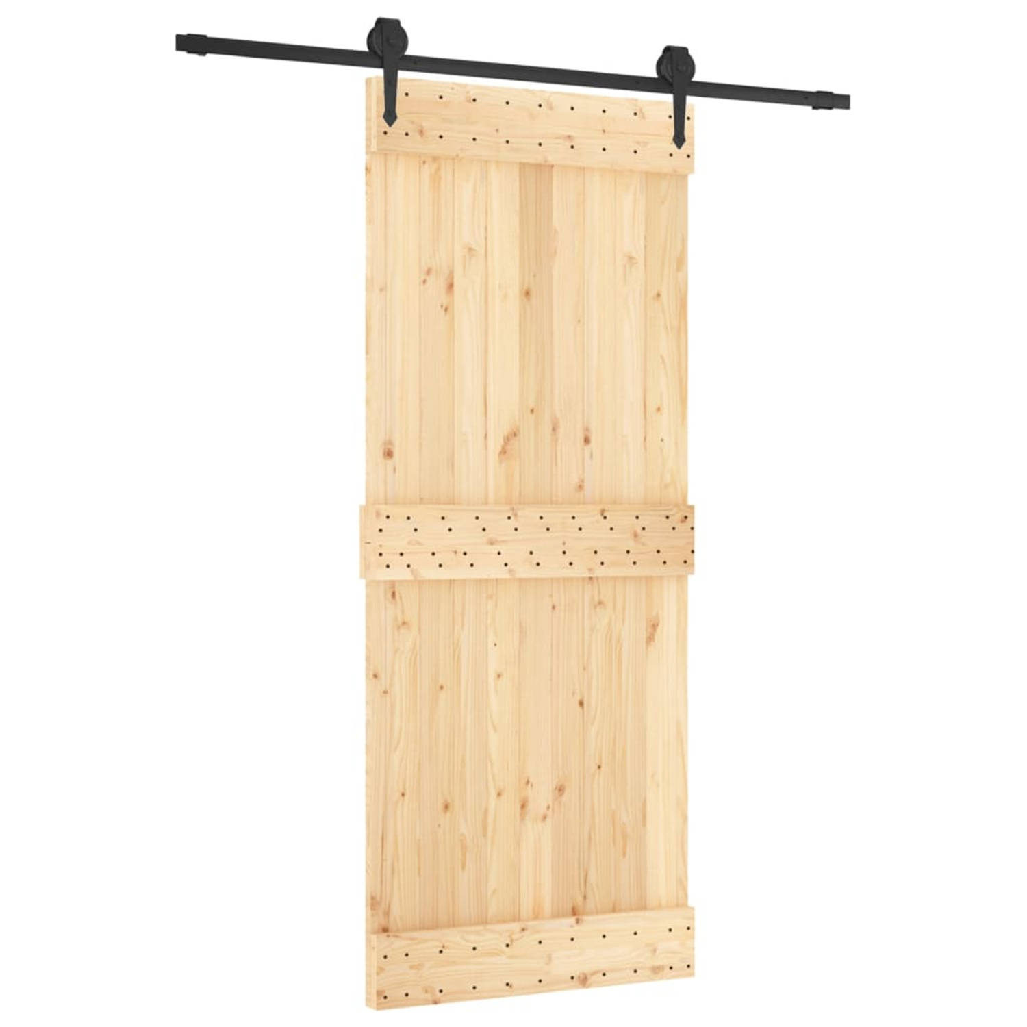 The Living Store Schuifdeur Massief Grenenhout - 85 x 3.6 x 210 cm - Stil en ruimtebesparend - Inclusief hardwareset -