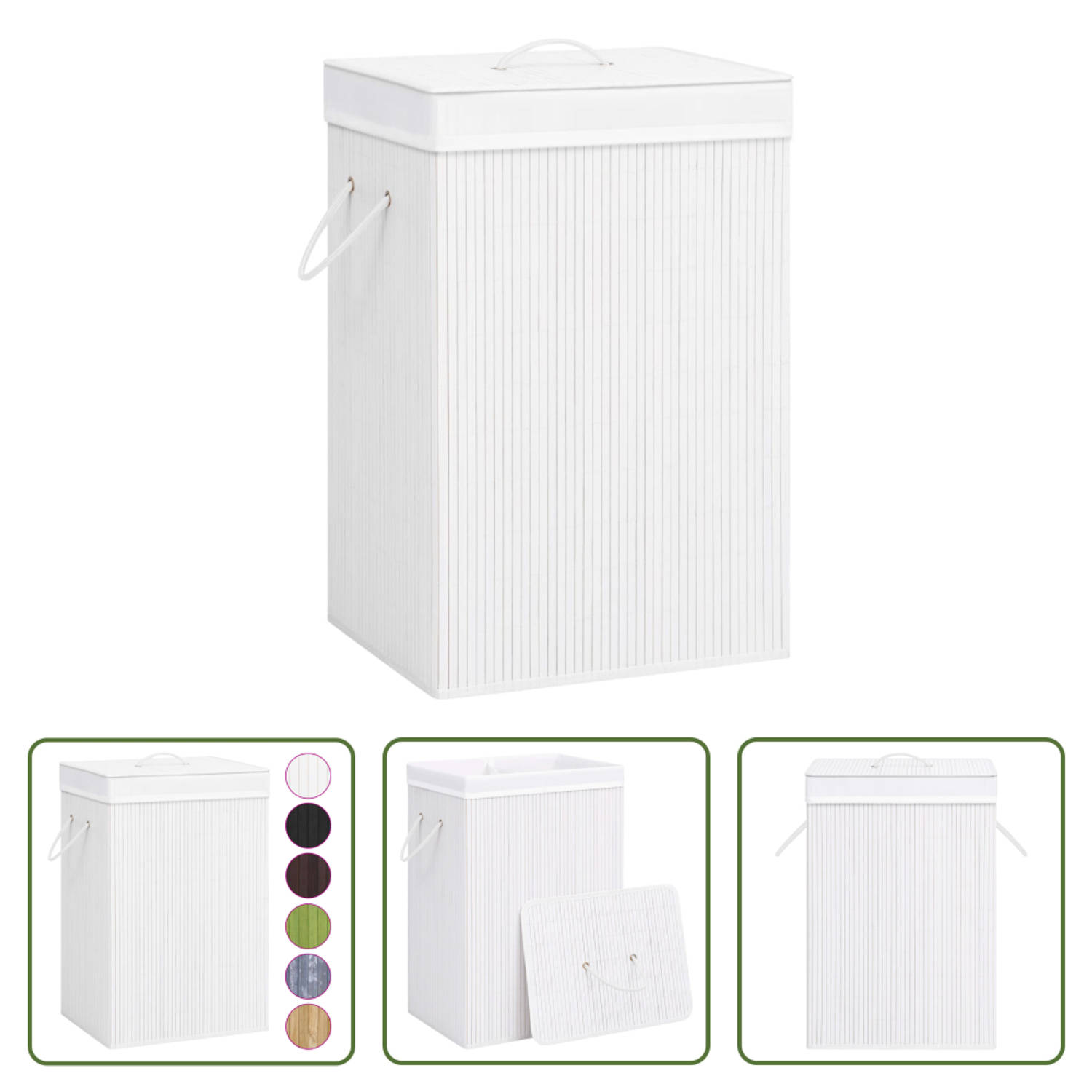 The Living Store Bamboe Wasmand Rechthoekig 40 x 30 x 60 cm 72L