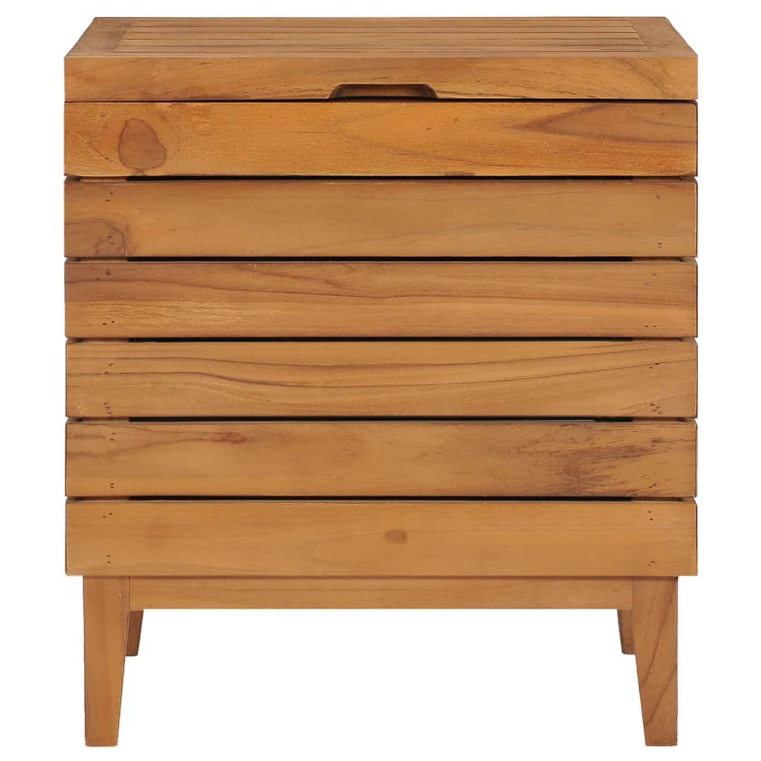 The Living Store Wasmand Gelat - Hout - 40 x 30 x 45 cm - Massief teakhout