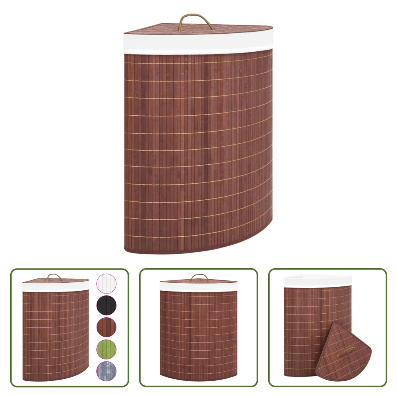 The Living Store Hoekwasmand 60L Bamboe en geweven stof 52.3 x 37 x 65 cm Bruin