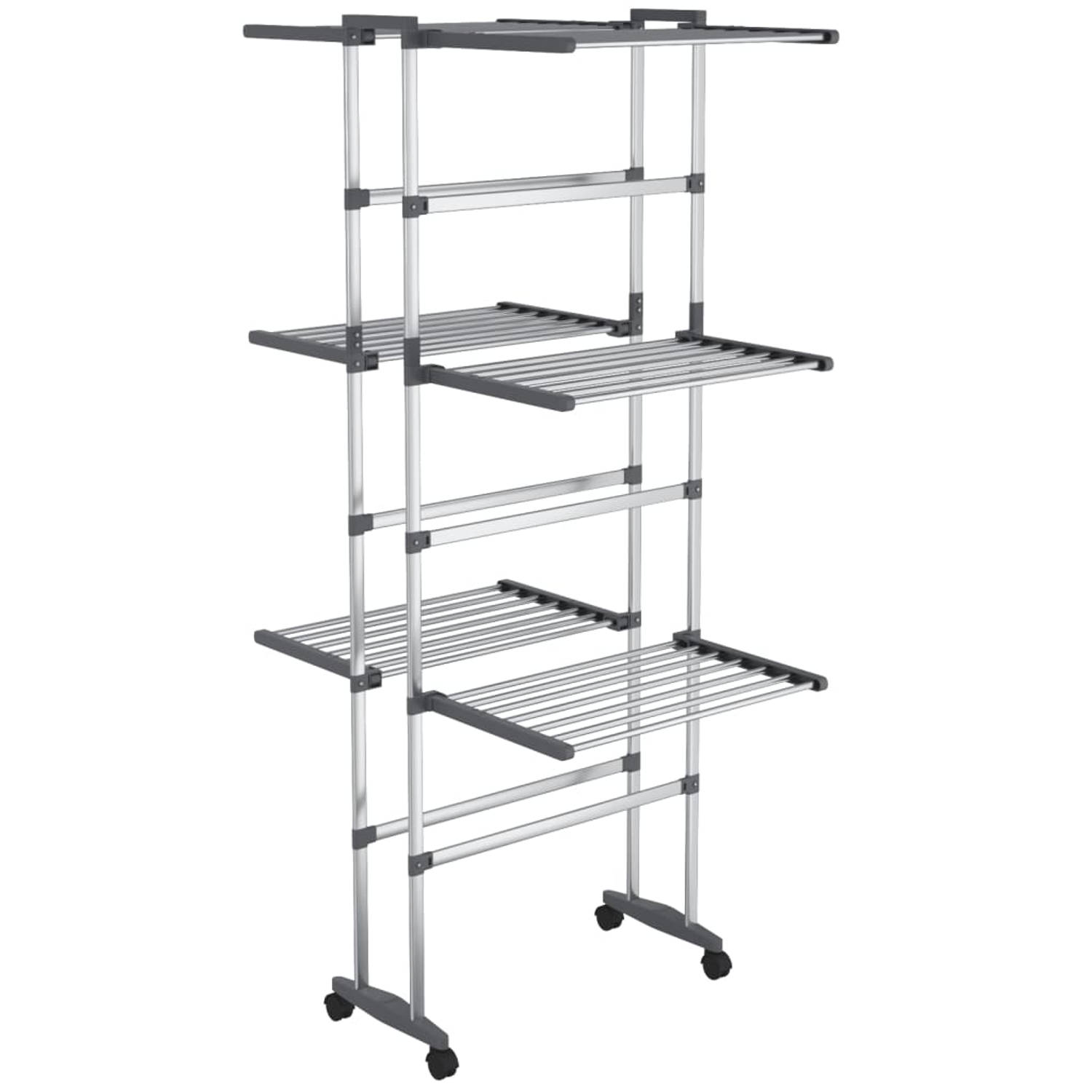 The Living Store Wasdroogrek - 3-laags - Aluminium - 60 x 70 x 129 cm - Stabiel frame - inklapbaar - gemakkelijk te verplaatsen